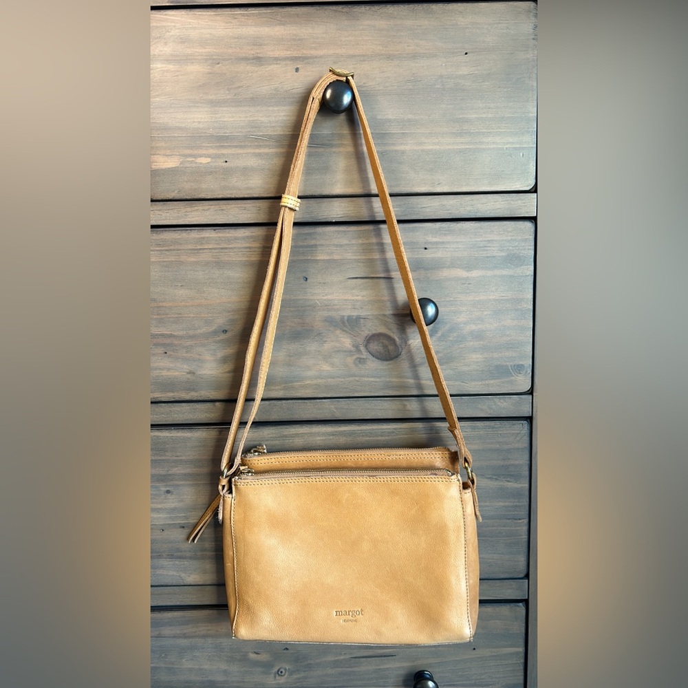 Margot Genuine Leather Crossbody Purse Tan